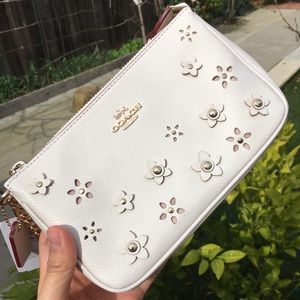 New!  Coach white flower clutch